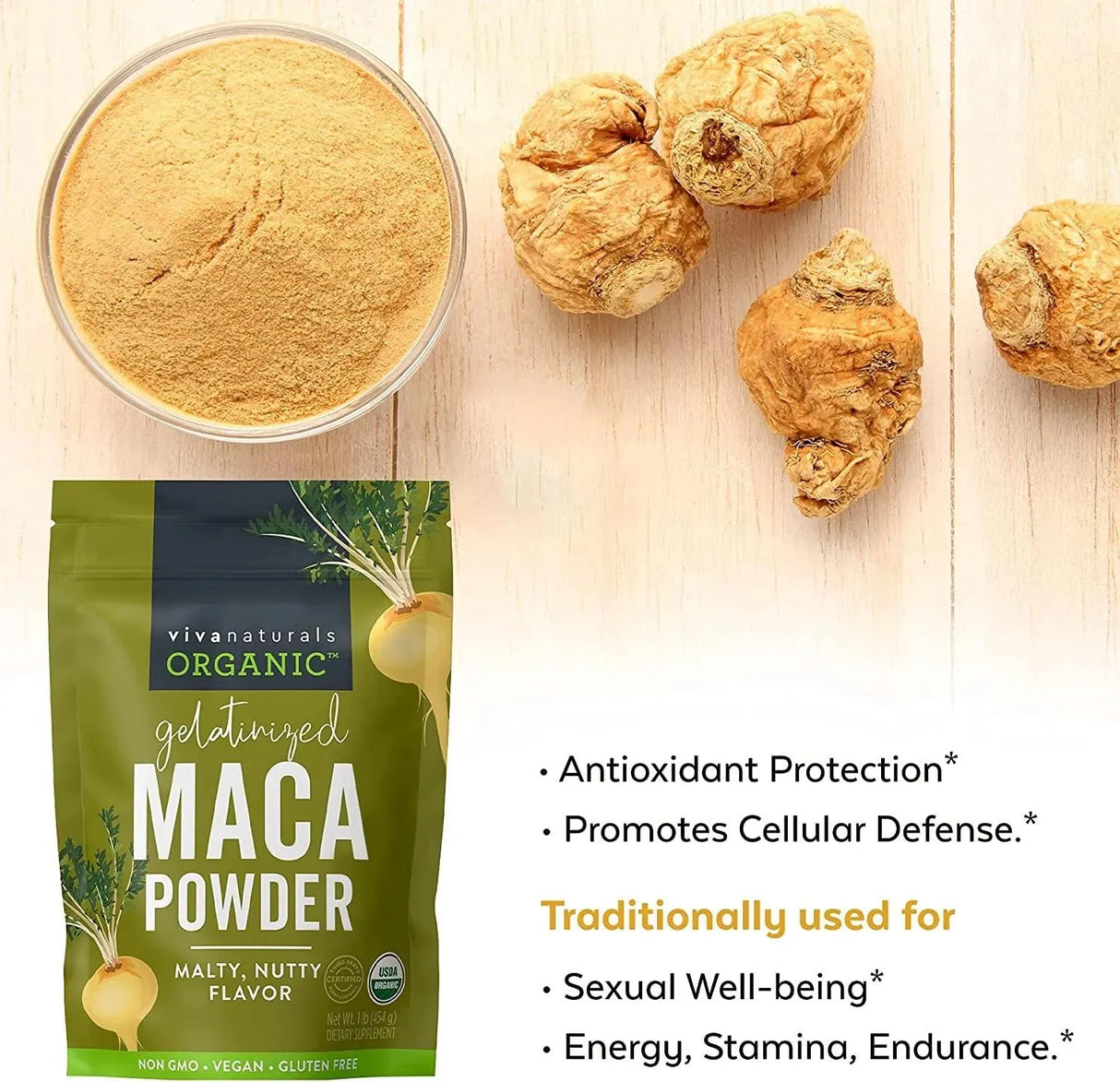 VIVA NATURALS - Viva Naturals Organic Maca Powder 1Lb. - The Red Vitamin MX - Suplementos Alimenticios - {{ shop.shopifyCountryName }}